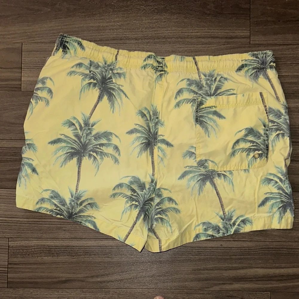 H&M Yellow Palm Tree Print Swim Trunks
